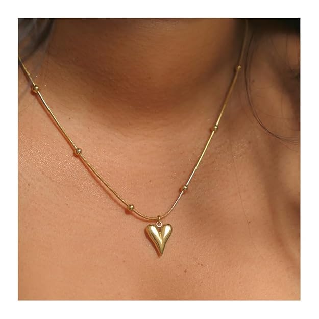 Heart Locket pendant Love anti tarnish stainless steel female gold necklace for women girls - Image 2