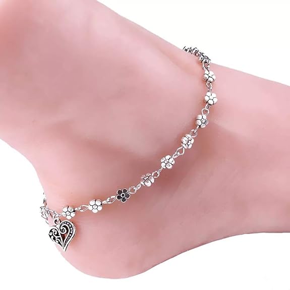 Beautiful Floral Single Stylish ladies anklets silver - Image 2