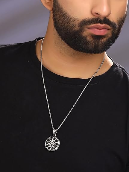 Stainless Steel Black Pendant male chains silver - Image 2