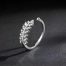 Stylish silver engagement women ring with open leaf pattern and cubic zirconia stones – adjustable and stainless steel