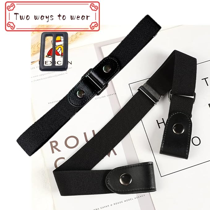 Black buckle‑free female waist belt invisible stretch elastic belt