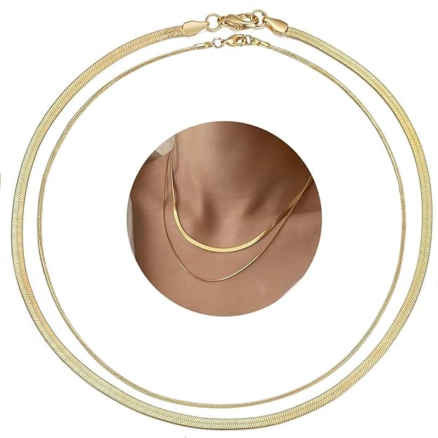 Gold Plated Herringbone western snake women neck chain - Image 2