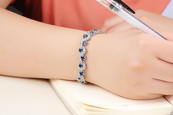 Shining Diva Fashion Royal Blue Crystal CZ Silver Plated Stylish Bracelet Gift for Girls Women