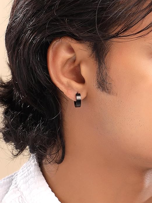 Trendy and bold mens stud earrings set by us in stainless steel