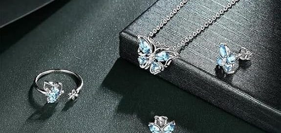 Elegant women silver necklace on White Background